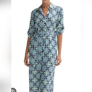 Trenery Blue and Green Patterned Dress Size 12